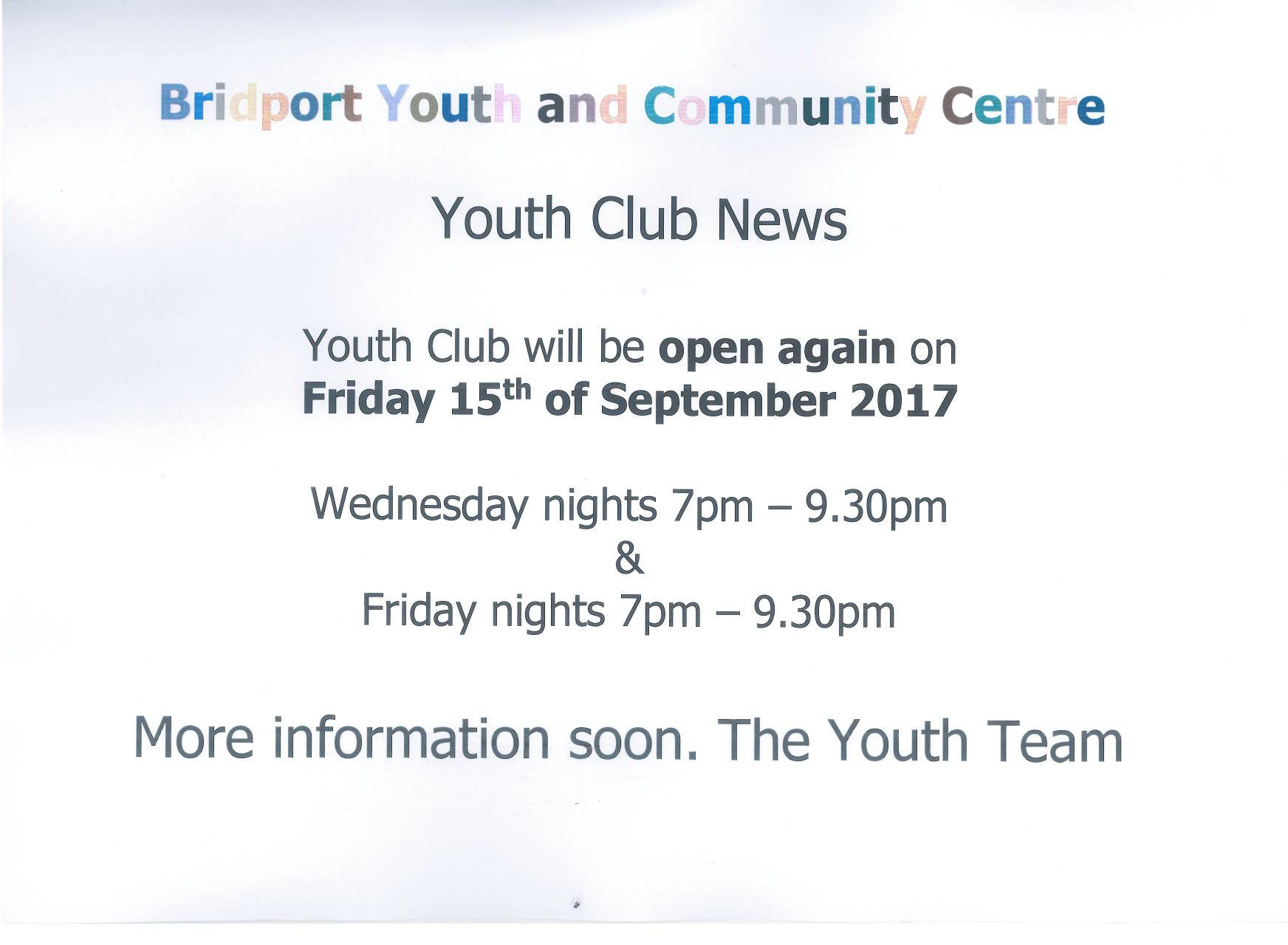 Youth Club News