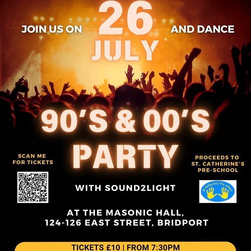 90’s & 00’s Party at Bridport Masonic Hall (Friday 26 July)
