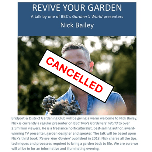 Bridport & District Gardening Club | Revive your Garden with Gardeners’ World Nick Bailey | Thursday 15 October | CANCELLED